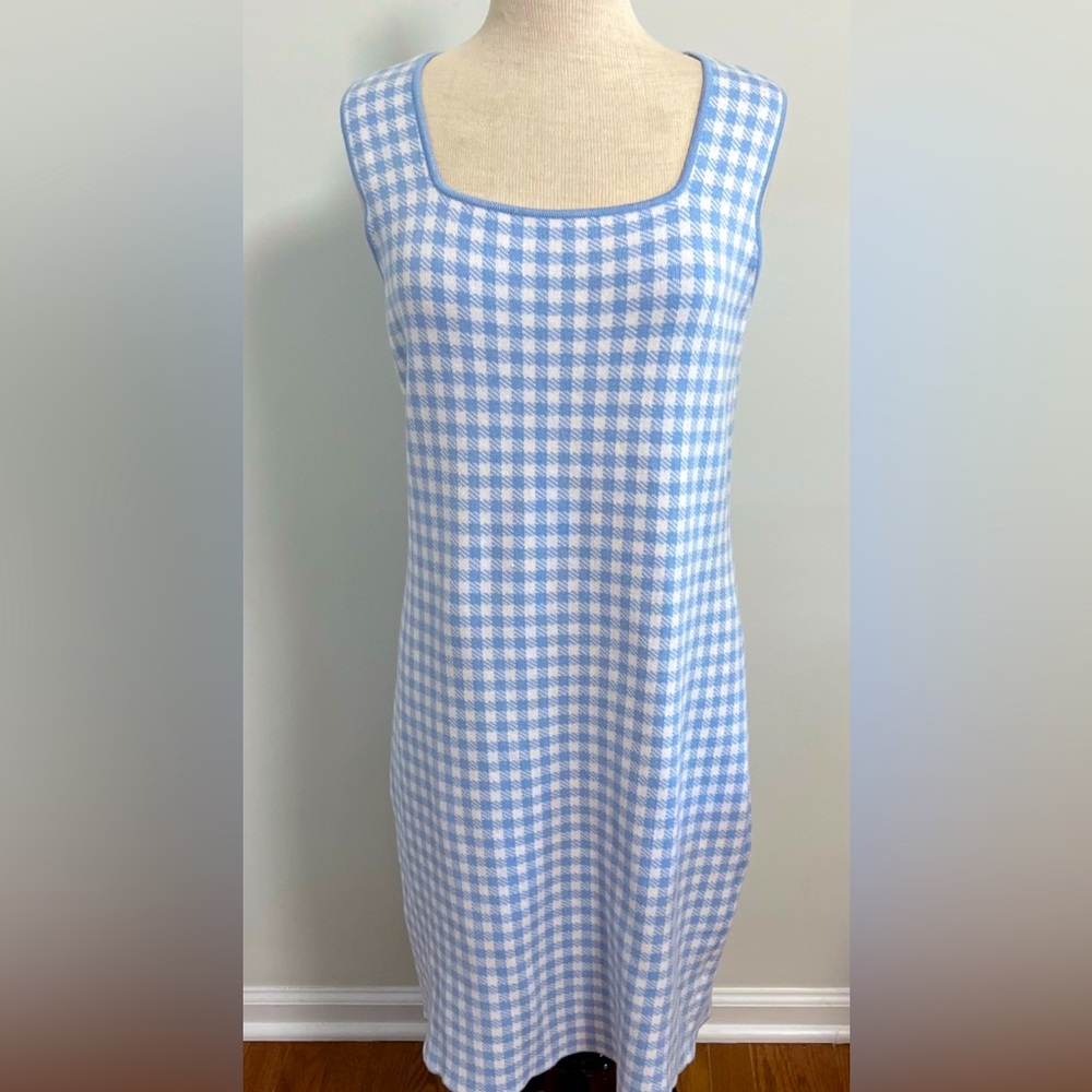 Saks Fifth Avenue Gingham Check Knit Tank Dress